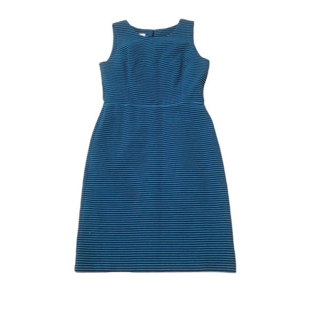 Talbots Women's‎ Size 4 Black Blue Stripe Sleeveless Knee Length Sheath Dress